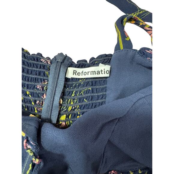 Reformation Floral Mini Dress - Black with Yellow and Purple - Picture 4 of 14